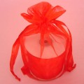 Flat Organza Gift Bag with 2 Satin Ribbon Red 10/PK
